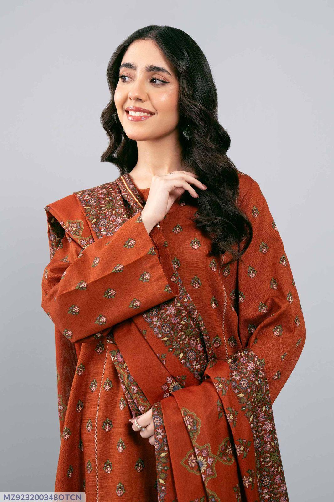 3 Pcs Women's Unstitched Printed Suit