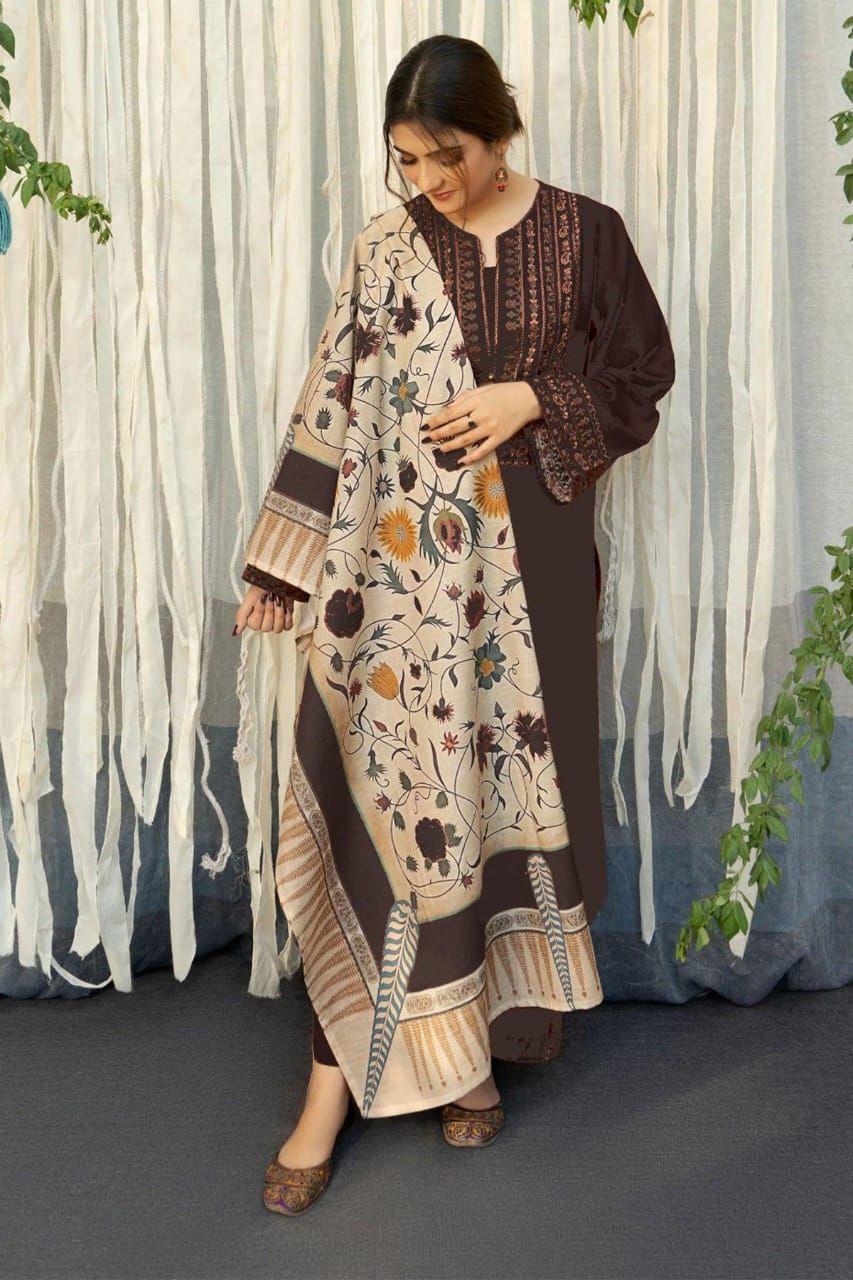 3 Pcs Women's Unstitched Embroidered Alina Suit