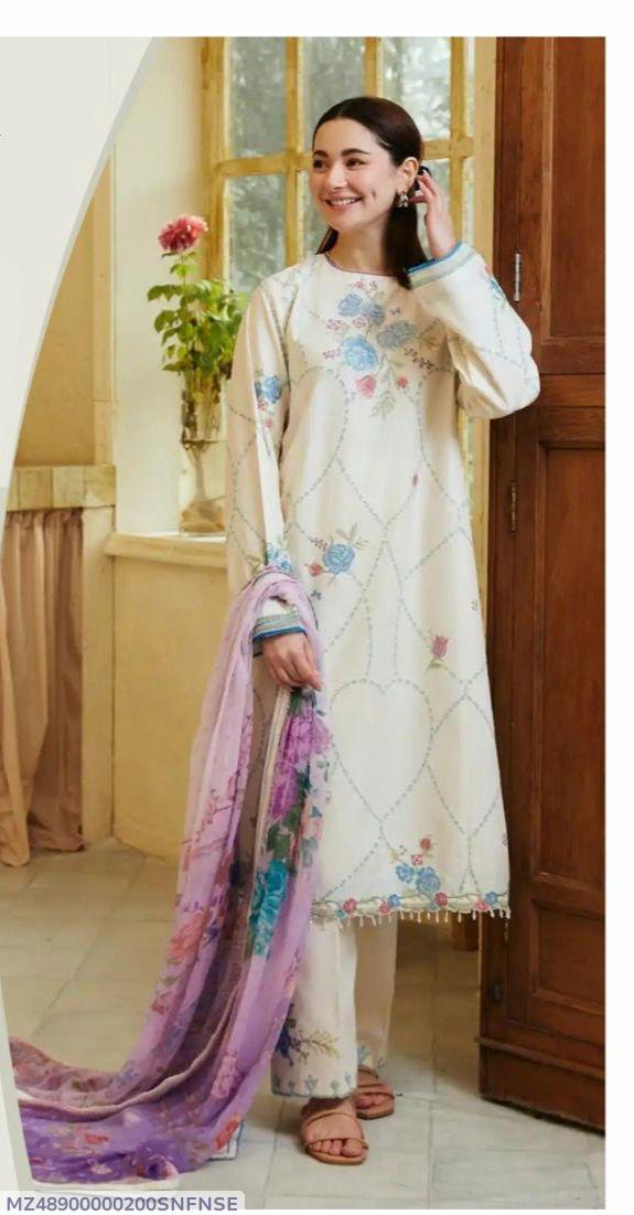 3 Pcs Women's Unstitched Embroidered Suit