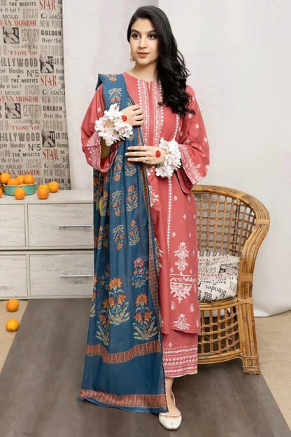 Product Name: 3 Pcs Women's Unstitched Embroidered Suit
