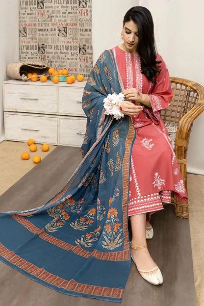 Product Name: 3 Pcs Women's Unstitched Embroidered Suit