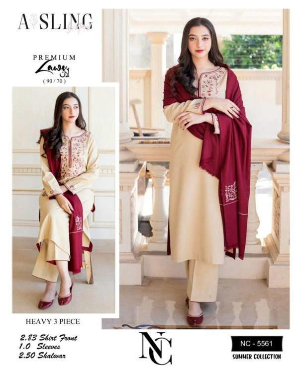 3 Pcs Women's Unstitched Dhanak Embroidered Suit