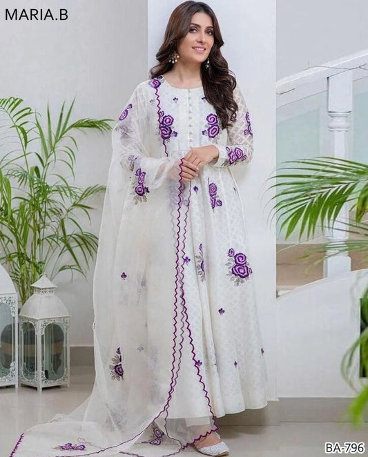 3 Pcs Women's Unstitched Embroidered Suit