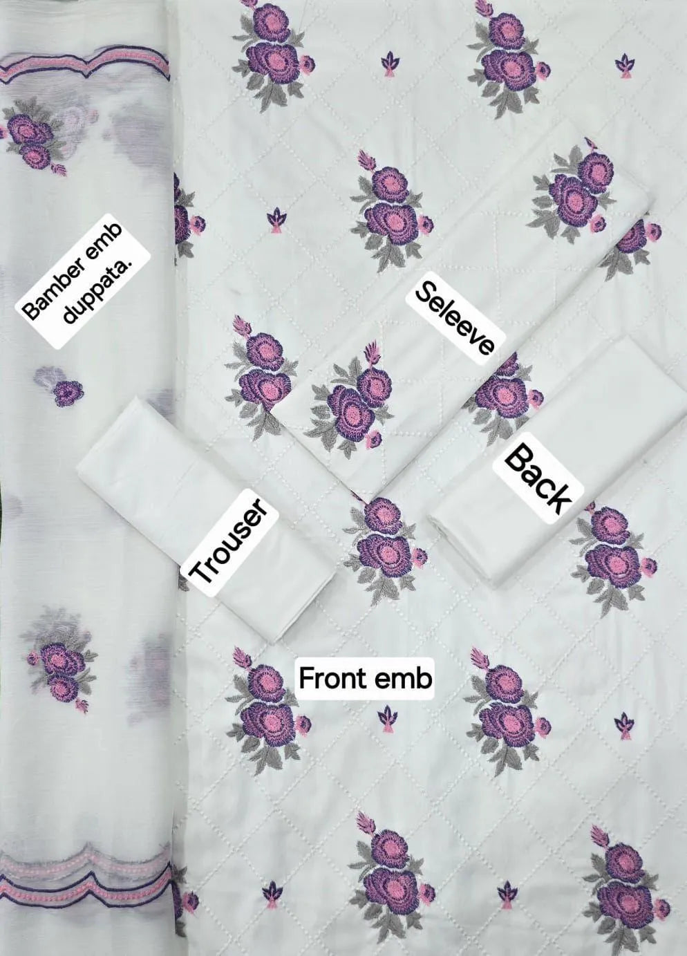 3 Pcs Women's Unstitched Embroidered Suit