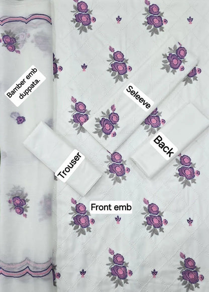 3 Pcs Women's Unstitched Embroidered Suit