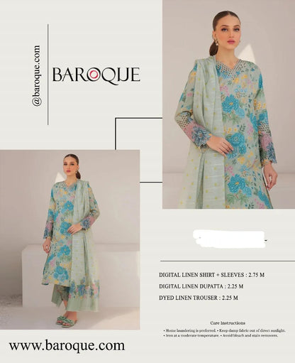 3 Pcs Women's Unstitched Digital Print Suit