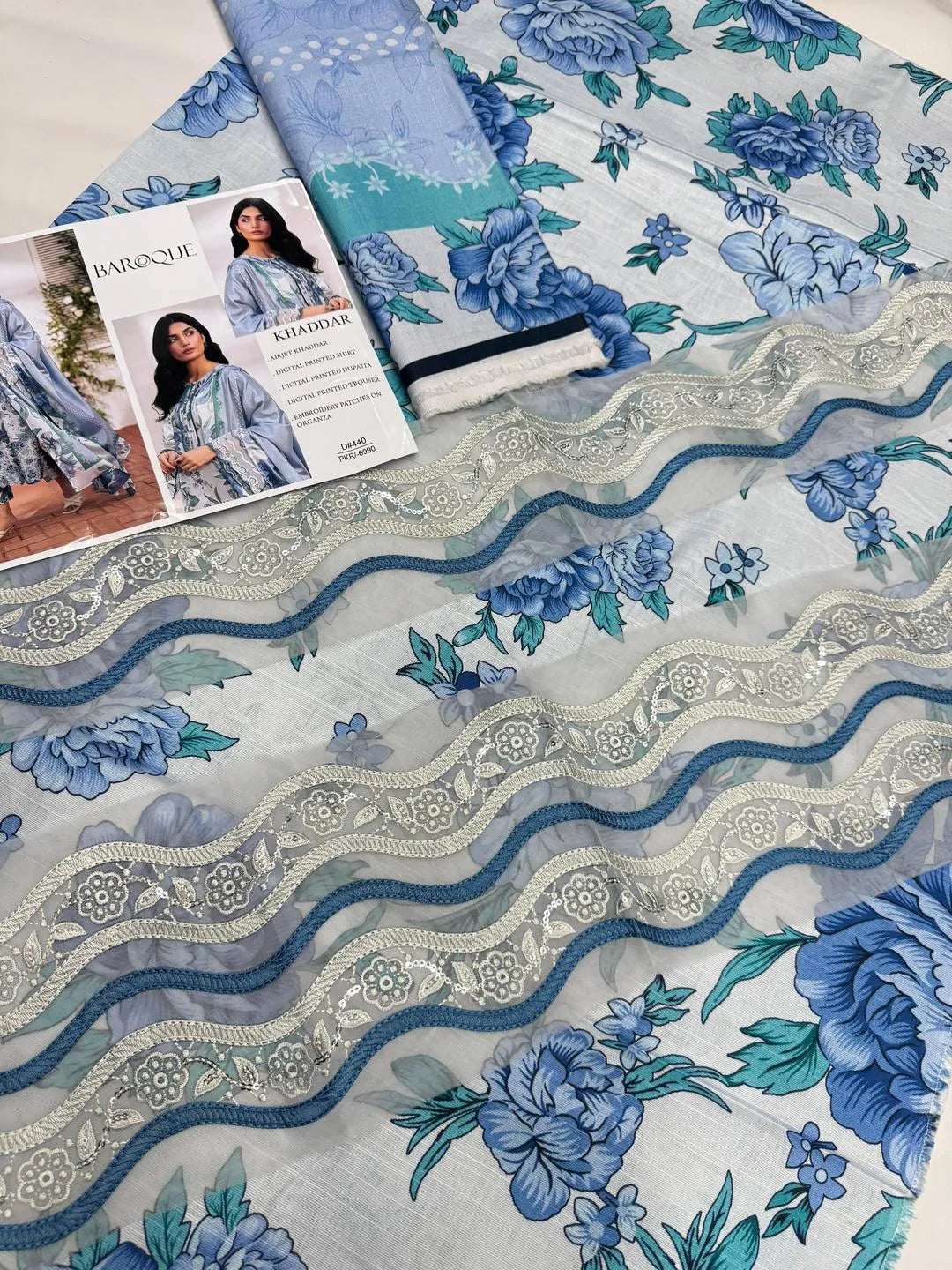 3 Pcs Women's Unstitched Digital Print Suit