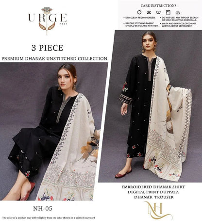 3 Pcs Women's Unstitched Embroidered Suit