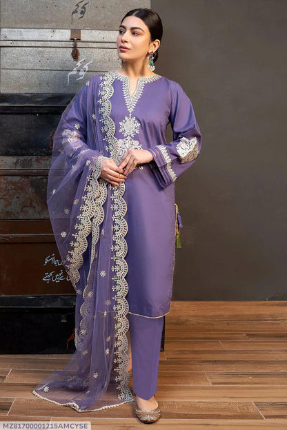 3 Pcs Women's Unstitched Embroidered Suit